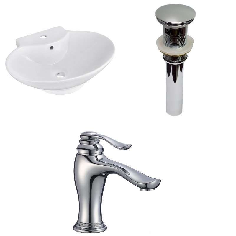 AMERICAN IMAGINATIONS AI-30646 22 3/4 INCH WALL MOUNT WHITE VESSEL SET FOR 1 HOLE CENTER FAUCET