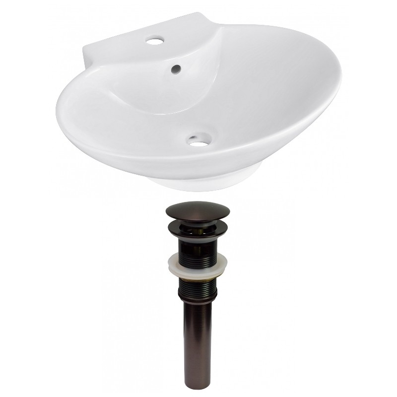AMERICAN IMAGINATIONS AI-31124 22 3/4 INCH WALL MOUNT WHITE VESSEL SET FOR 1 HOLE CENTER FAUCET