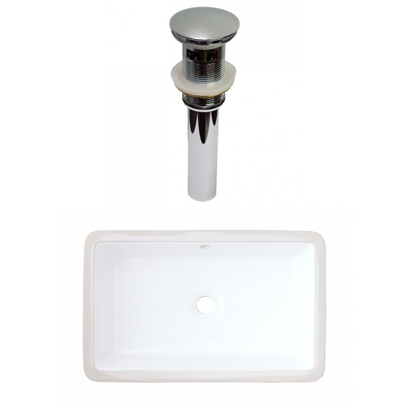 AMERICAN IMAGINATIONS AI-31812 21 7/8 INCH CUPC LISTED RECTANGLE UNDERMOUNT SINK SET IN WHITE WITH OVERFLOW DRAIN - CHROME HARDWARE