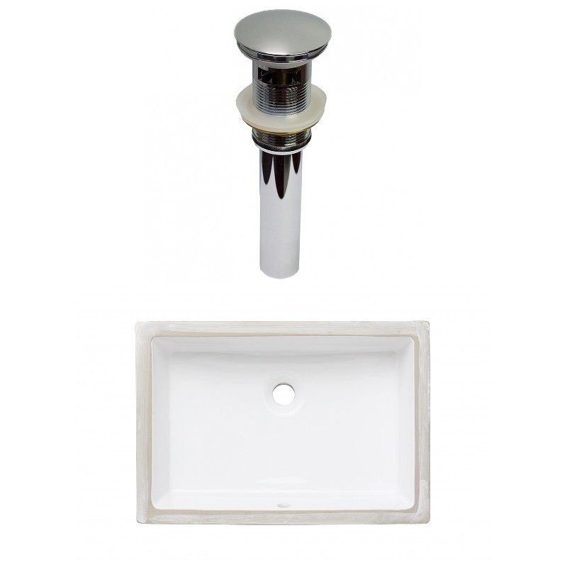 AMERICAN IMAGINATIONS AI-31818 20 3/4 INCH CUPC LISTED RECTANGLE UNDERMOUNT SINK SET IN WHITE WITH OVERFLOW DRAIN - CHROME HARDWARE