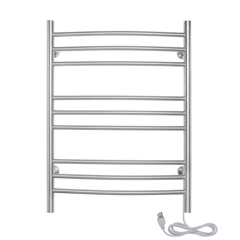 WARMLY YOURS TW-R09BS-HP RIVIERA 24 INCH TOWEL WARMER WITH DUAL CONNECTION AND 9 BARS IN BRUSHED STAINLESS STEEL