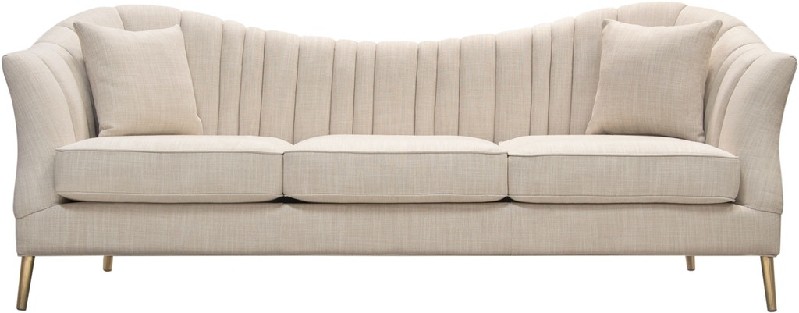 DIAMOND SOFA AVASO AVA 92 INCH SOFA WITH LINEN FABRIC UPHOLSTERY, SLIM METAL LEGS AND VERTICAL CHANNEL TUFTING