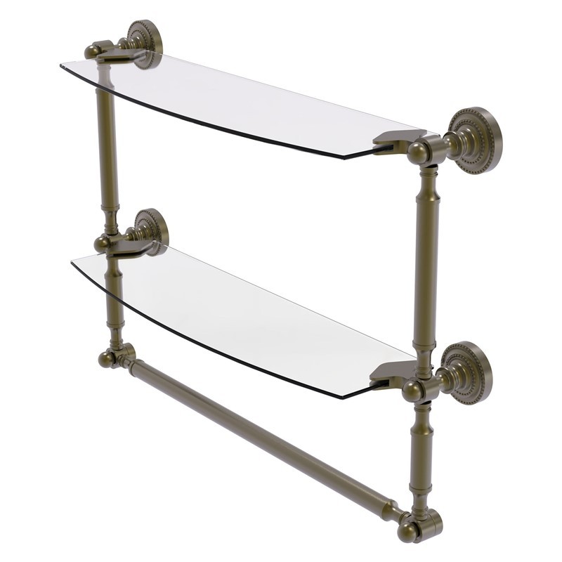ALLIED BRASS DT-34TB/18 DOTTINGHAM 18 INCH TWO TIERED GLASS SHELF WITH INTEGRATED TOWEL BAR