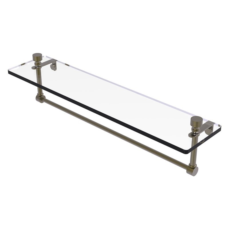 ALLIED BRASS FT-1/22TB FOXTROT 22 INCH GLASS VANITY SHELF WITH INTEGRATED TOWEL BAR