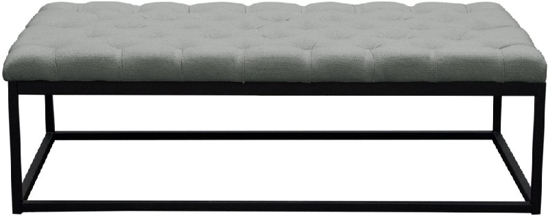 DIAMOND SOFA MATEOBEL MATEO 58 INCH LARGE BENCH WITH TUFTED SEAT, LINEN AND POWDER COATED METAL BASE