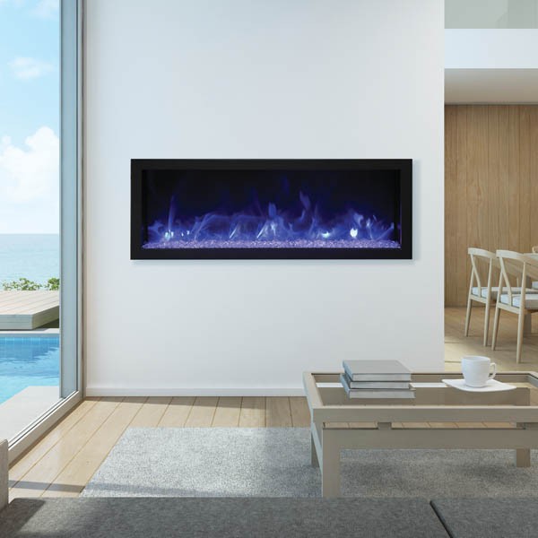 REMII 102745-XS 44 1/8 INCH EXTRA SLIM BUILT-IN ELECTRIC FIREPLACE WITH STEEL SURROUND - BLACK