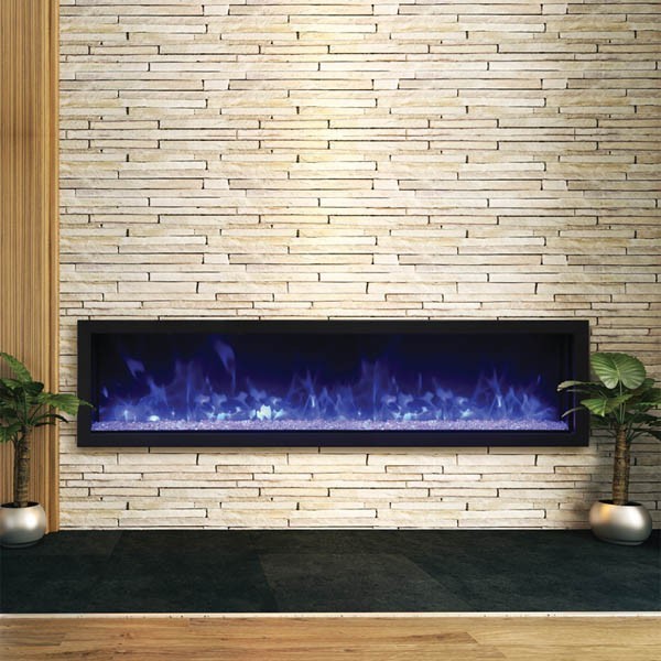 REMII 102765-XS 64 1/8 INCH EXTRA SLIM BUILT-IN ELECTRIC FIREPLACE WITH STEEL SURROUND - BLACK