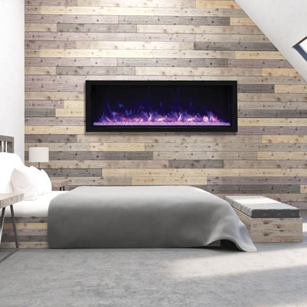 REMII 102765-XT 64 1/8 INCH EXTRA TALL BUILT-IN ELECTRIC FIREPLACE WITH STEEL SURROUND - BLACK