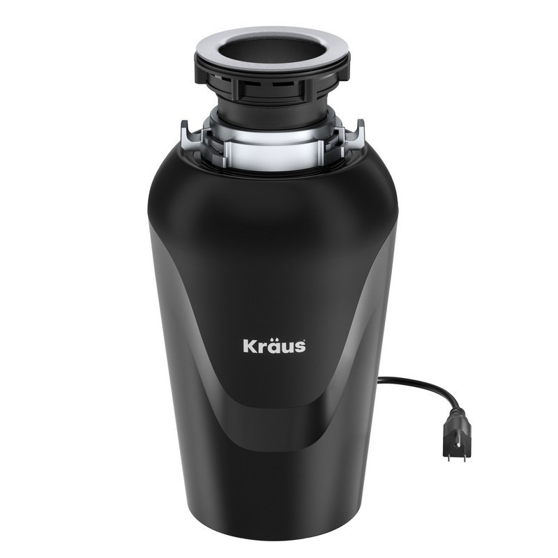KRAUS KWD100-75MBL WASTEMATE CONTINUOUS FEED GARBAGE DISPOSAL WITH 3/4 HP ULTRA-QUIET MOTOR FOR KITCHEN SINKS WITH POWER CORD AND FLANGE