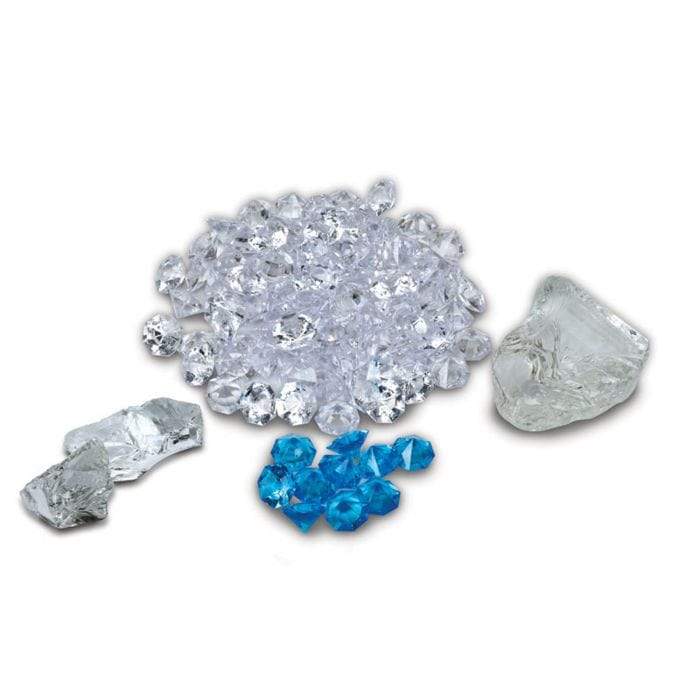 REMII FI-105-DIAMOND FIRE GLASS MEDIA FOR ELECTRIC FIREPLACE - CLEAR AND BLUE