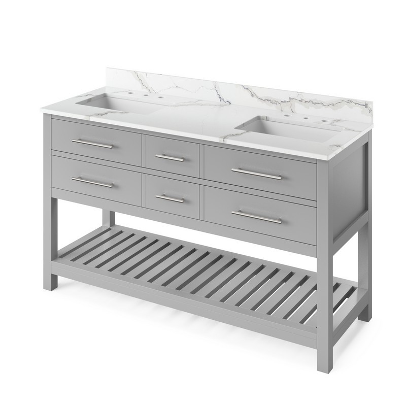 Infurniture Wk8560 Wk Top 60 Inch, Chesswood 30 Inch Vanity Combo In Grey With Stone Top