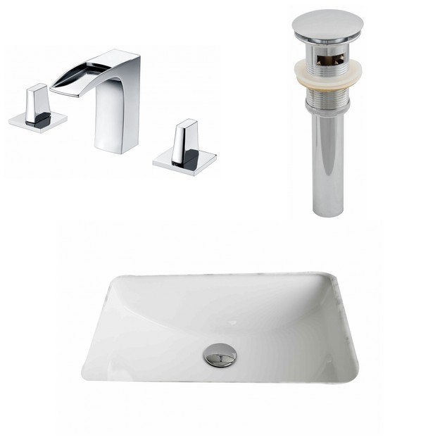 AMERICAN IMAGINATIONS AI-13265 20.75 X 14.35 INCH RECTANGLE UNDERMOUNT SINK SET IN WHITE, FAUCET AND DRAIN