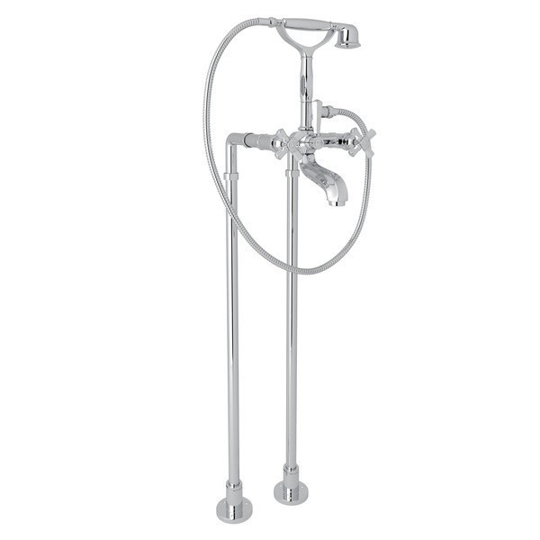 ROHL AKIT1901NXM PALLADIAN FLOOR MOUNTED EXPOSED TUB SHOWER MIXER PACKAGE WITH HANDSHOWER AND CROSS HANDLES