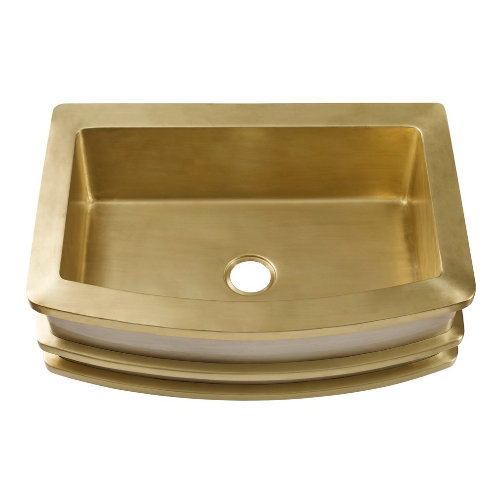 THOMPSON TRADERS KCKS33 QUINTANA 32 INCH DROP-IN OR UNDERMOUNT SINGLE BOWL KITCHEN SINK IN BRASS AND NICKEL