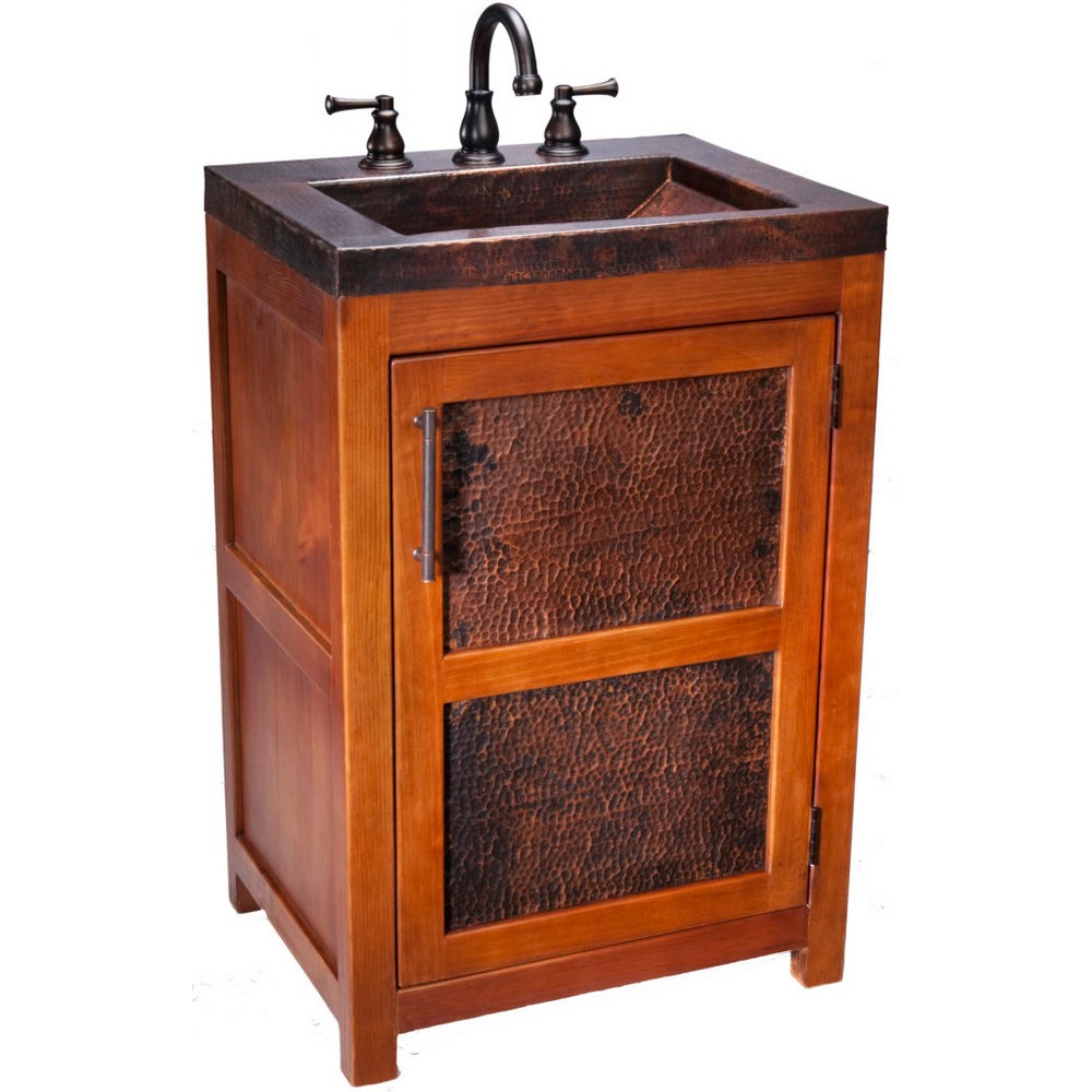 THOMPSON TRADERS VTS LERMA CHICA 22 1/4 INCH FREESTANDING SINGLE SINK BATHROOM VANITY IN BLACK AND COPPER