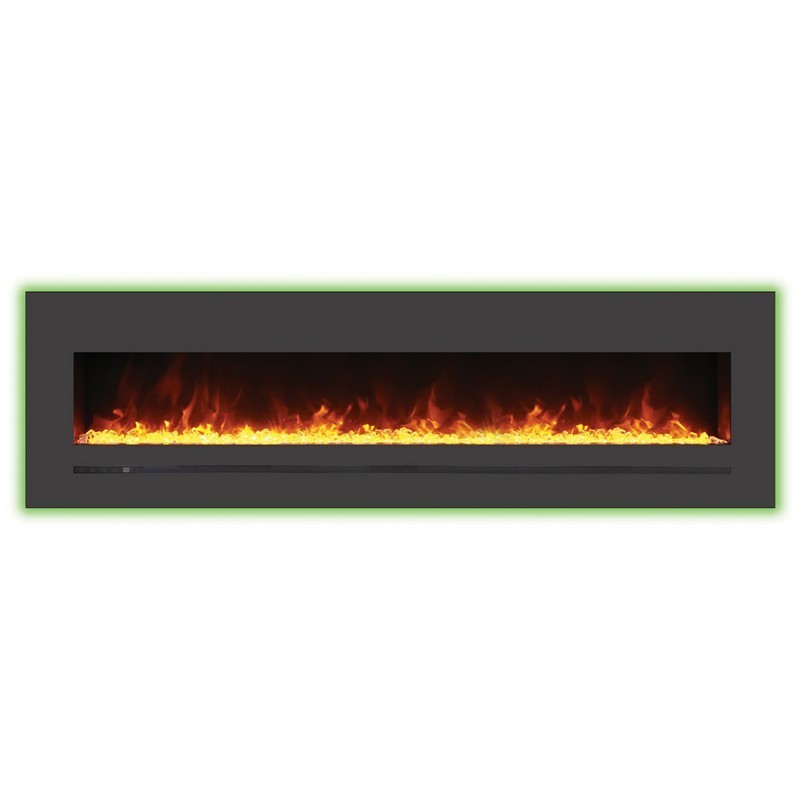 SIERRA FLAME WM-FML-72-7823-STL LINEAR 71 INCH WALL MOUNT / FLUSH MOUNT WITH STEEL SURROUND AND CLEAR MEDIA