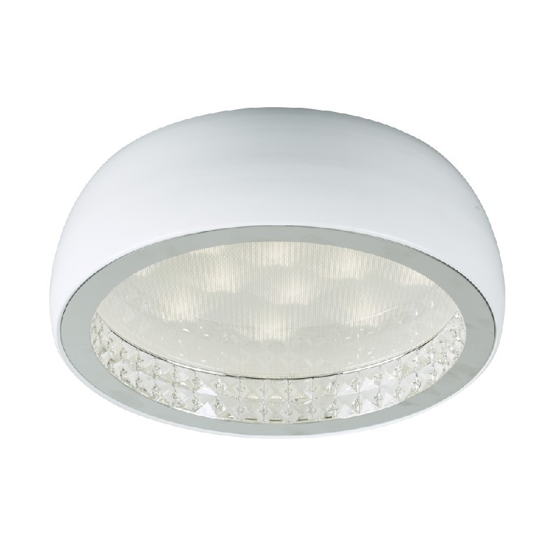 PLC LIGHTING 91108WH BRIOLETTE 15 1/2 INCH 16W PRISMATIC ACRYLIC WITH CRYSTAL PRISM LENS DIMMABLE CEILING LIGHT - WHITE