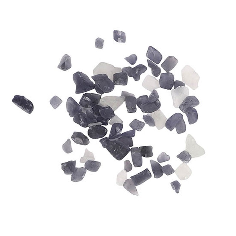 AMANTII AMSF-GLASS-14 SMALL BEAD FIRE GLASS FOR GAS AND ELECTRIC FIREPLACE - SMOKEY GREY AND WHITE