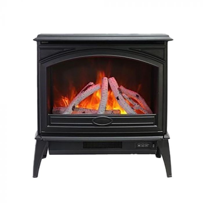 AMANTII E50-NA 23 1/8 INCH CAST IRON FREESTANDING ELECTRIC FIREPLACE WITH LOG SET