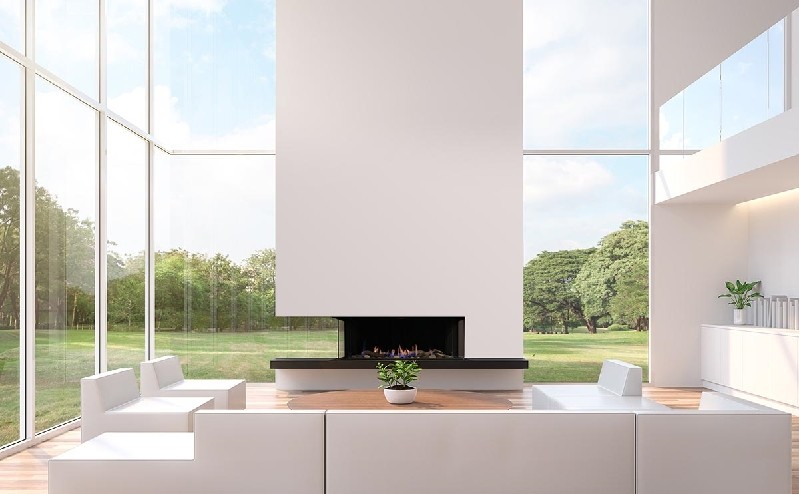 SIERRA FLAME TOSCANA-38 TOSCANA 43 1/4 INCH BUILT-IN THREE SIDED PENINSULA GAS FIREPLACE