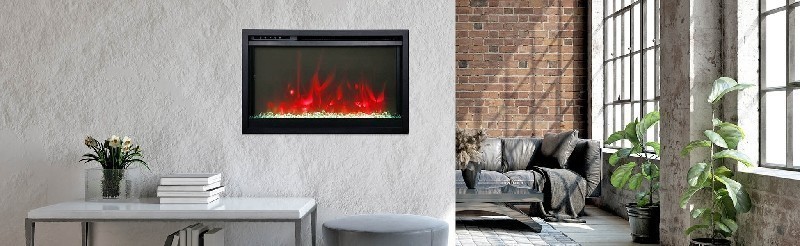 AMANTII TRD-26-XS TRADITIONAL 25 1/4 INCH EXTRA SLIM ELECTRIC FIREPLACE WITH 3 SPEED MOTOR - BLACK