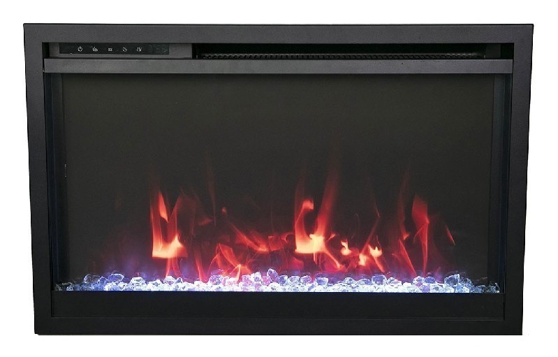AMANTII TRD-33-XS TRADITIONAL 31 3/4 INCH EXTRA SLIM ELECTRIC FIREPLACE WITH 3 SPEED MOTOR - BLACK