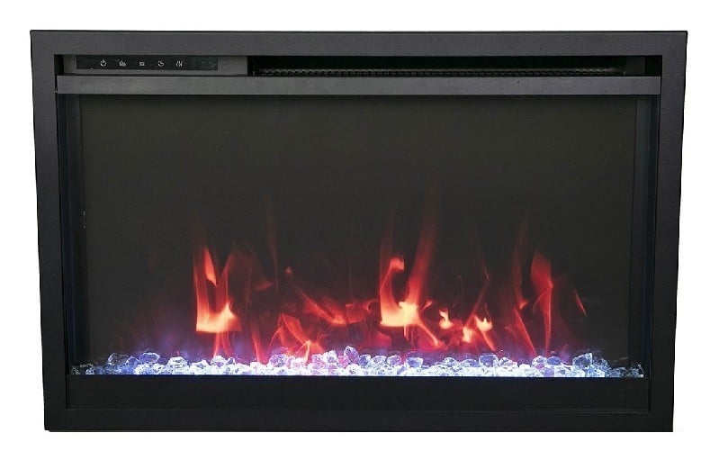 AMANTII TRD-33-XS TRADITIONAL 31 3/4 INCH EXTRA SLIM ELECTRIC FIREPLACE WITH 3 SPEED MOTOR - BLACK