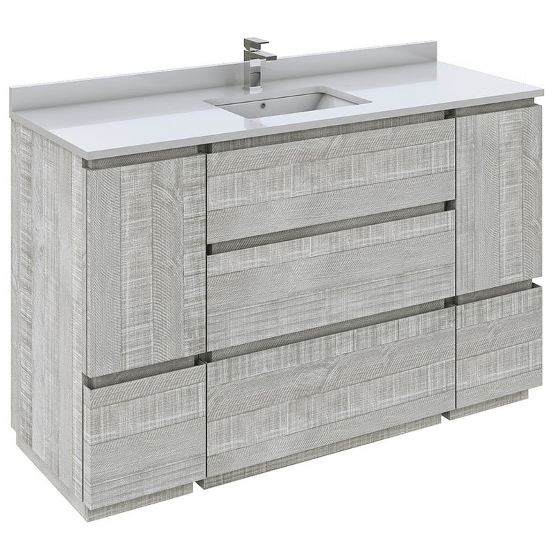 FRESCA FCB31-123012-FC-CWH-U FORMOSA 54 INCH FLOOR-STANDING MODERN BATHROOM VANITY WITH TOP AND SINK