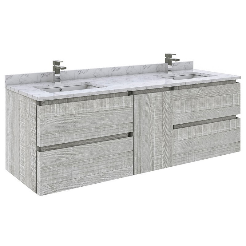 FRESCA FCB31-241224-CWH-U FORMOSA 60 INCH WALL-HUNG DOUBLE SINK MODERN BATHROOM VANITY WITH TOP AND SINKS