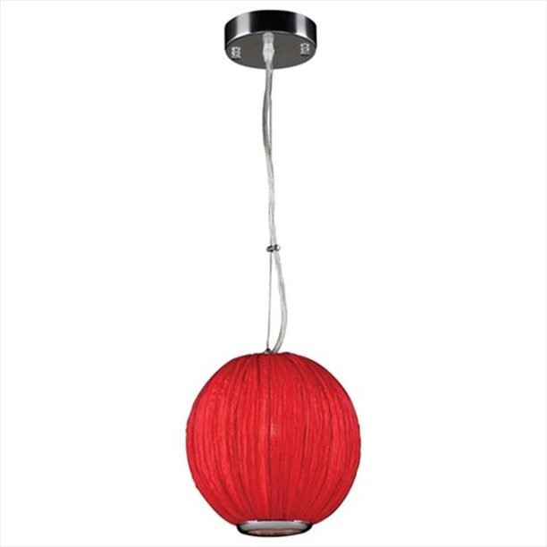 PLC LIGHTING 73001 RED SIDNEY 8 INCH 60W RED SILK SHADE DIMMABLE PENDANT LIGHT - RED