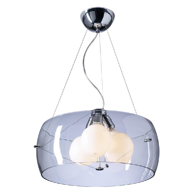PLC LIGHTING 81558 PC LUMISPHERE 21 INCH 100W CLEAR GLASS 3-LIGHT DIMMABLE PENDANT LIGHT - POLISHED CHROME
