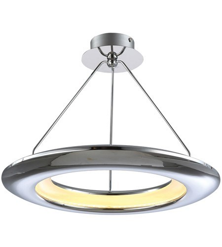 PLC LIGHTING 88808PC UFO 26 INCH 35W OPAL ACRYLIC LENS DIMMABLE CEILING PENDANT LIGHT - POLISHED CHROME