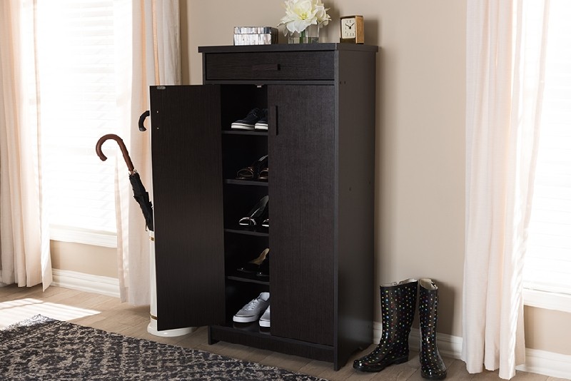 BAXTON STUDIO MH17202-WENGE-SHOE RACK BIENNA 23 7/8 INCH MODERN AND CONTEMPORARY WENGE SHOE CABINET - BROWN