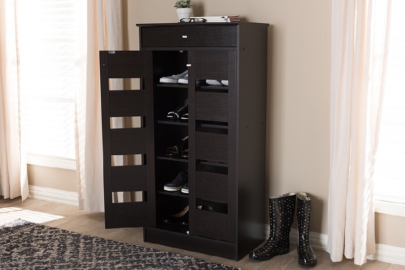 BAXTON STUDIO MH27202-WENGE-SHOE RACK ACADIA 23 7/8 INCH MODERN AND CONTEMPORARY WENGE SHOE CABINET - BROWN