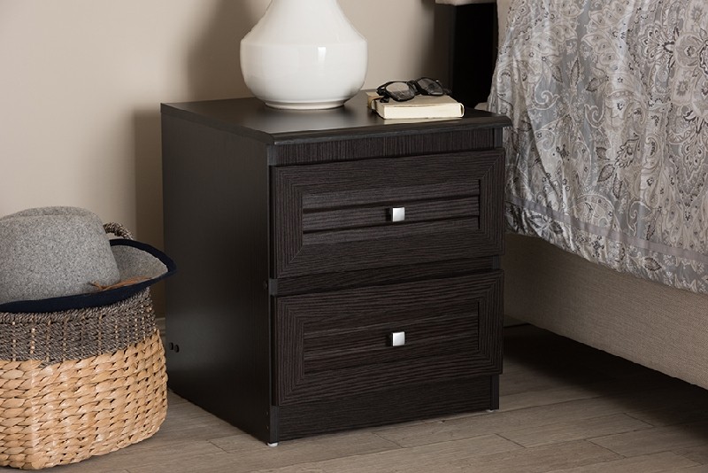 BAXTON STUDIO MH5013-WENGE-NS CARINE 15 3/4 INCH MODERN AND CONTEMPORARY WENGE TWO DRAWER NIGHTSTAND - BROWN