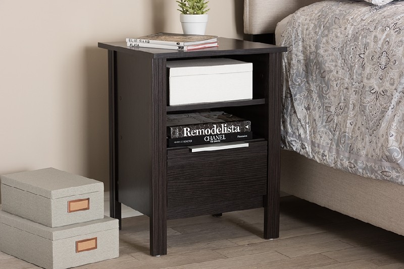BAXTON STUDIO MH5050-WENGE-NS HAMISH 17 3/8 INCH MODERN AND CONTEMPORARY WENGE ONE DRAWER NIGHTSTAND - BROWN
