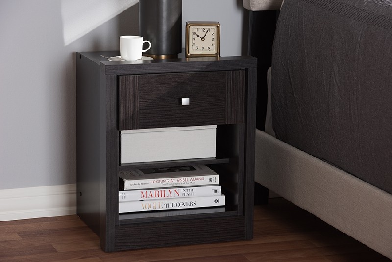 BAXTON STUDIO MH5052-WENGE-NS DANETTE 16 7/8 INCH MODERN AND CONTEMPORARY WENGE ONE DRAWER NIGHTSTAND - BROWN