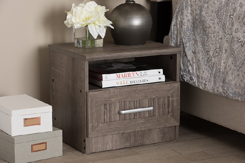 BAXTON STUDIO MH5063-OAK-NS GALLIA 18 1/2 INCH MODERN AND CONTEMPORARY ONE DRAWER NIGHTSTAND - OAK BROWN