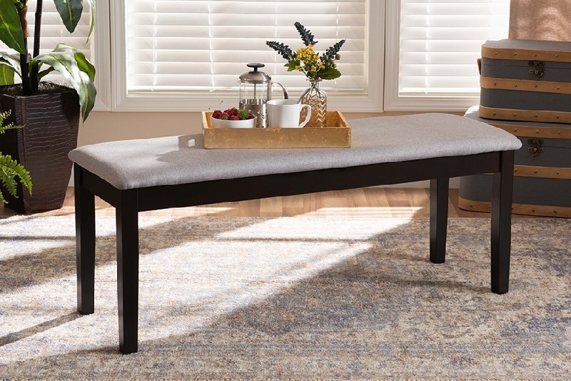BAXTON STUDIO RH037 TERESA 47 3/4 INCH MODERN AND CONTEMPORARY TRANSITIONAL FABRIC UPHOLSTERED AND WOOD DINING BENCH