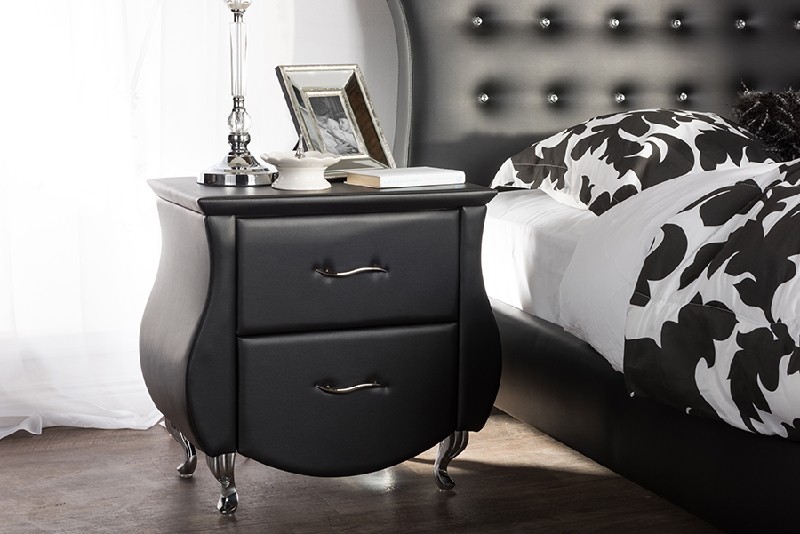 BAXTON STUDIO BBT3116-NS ERIN 25 1/8 INCH MODERN AND CONTEMPORARY FAUX LEATHER UPHOLSTERED NIGHTSTAND