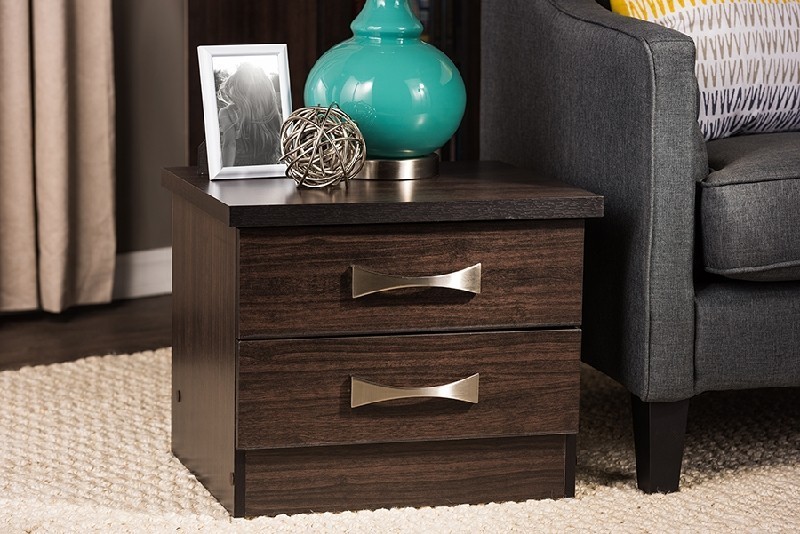 BAXTON STUDIO BR888004-WENGE COLBURN 15 5/8 INCH MODERN AND CONTEMPORARY TWO DRAWER WOOD STORAGE NIGHTSTAND BEDSIDE TABLE - DARK BROWN