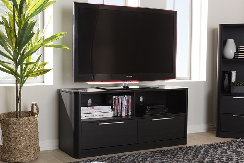 BAXTON STUDIO ET 5512-00-DARK BROWN-TV CARLINGFORD 47 1/4 INCH MODERN AND CONTEMPORARY WOOD TWO DRAWER TV STAND - ESPRESSO BROWN
