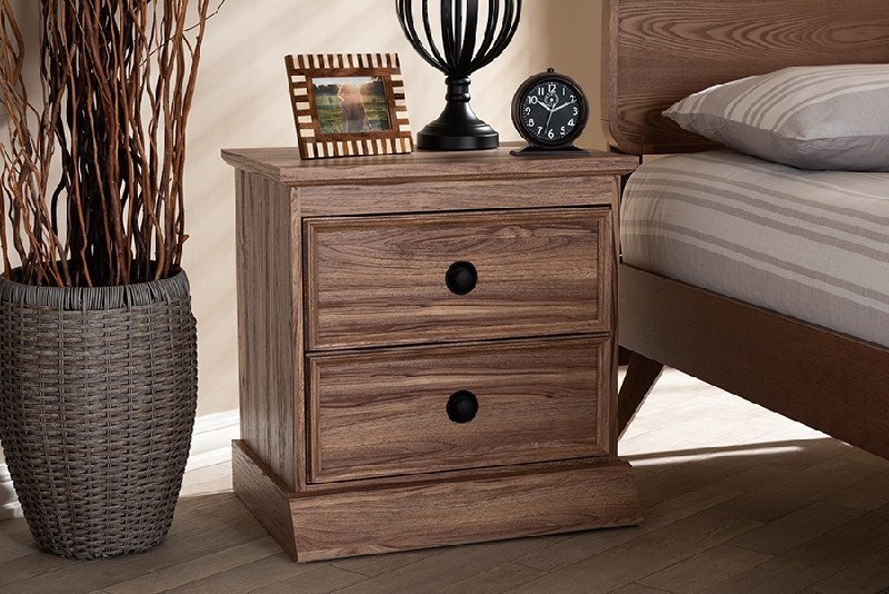 BAXTON STUDIO FP-1804-4013 RYKER 23 1/4 INCH MODERN AND CONTEMPORARY TWO DRAWER WOOD NIGHTSTAND - OAK
