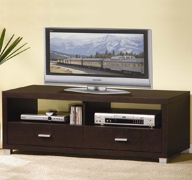 BAXTON STUDIO FTV-890 DERWENT 47 INCH MODERN TV STAND WITH DRAWERS - BROWN AND SILVER