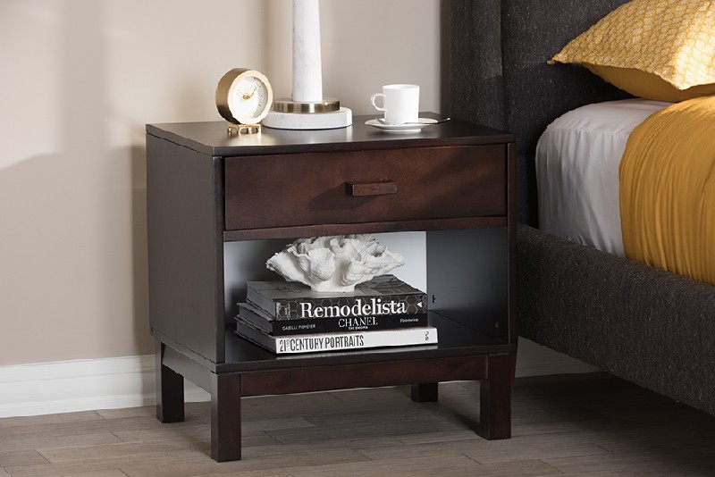 BAXTON STUDIO HNS01-NS DEIRDRE 20 7/8 INCH MODERN AND CONTEMPORARY WOOD ONE DRAWER NIGHTSTAND