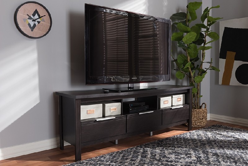 BAXTON STUDIO MH8123-WENGE-TV ELAINE 59 INCH MODERN AND CONTEMPORARY WENGE TV STAND - BROWN