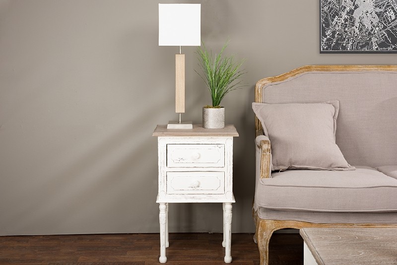 BAXTON STUDIO PLM4VM/M B-CA ANJOU 16 1/4 INCH TRADITIONAL FRENCH ACCENT NIGHTSTAND - WHITE AND LIGHT BROWN