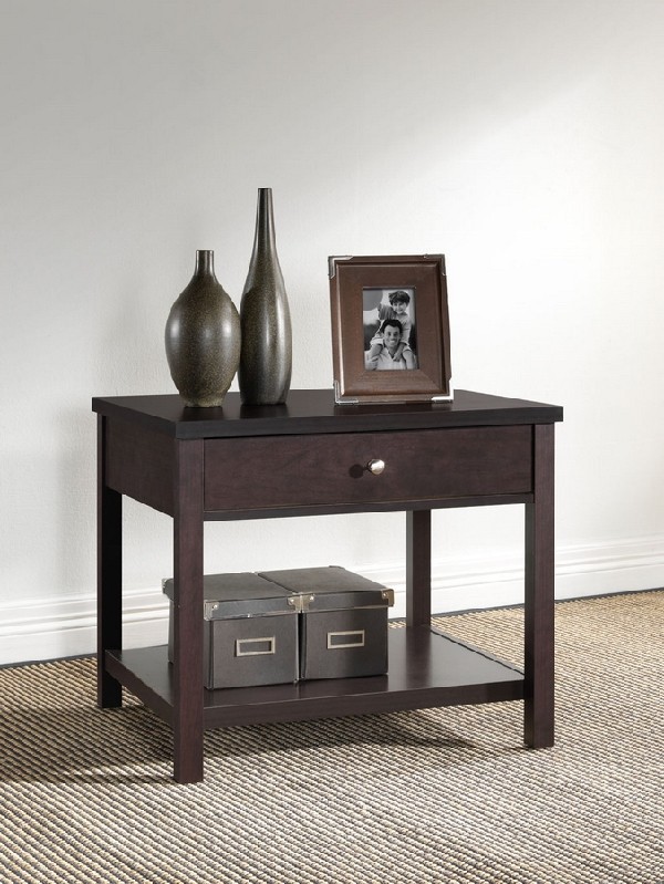BAXTON STUDIO ST-002-AT NASHUA 25 3/4 INCH MODERN ACCENT TABLE AND NIGHTSTAND - BROWN