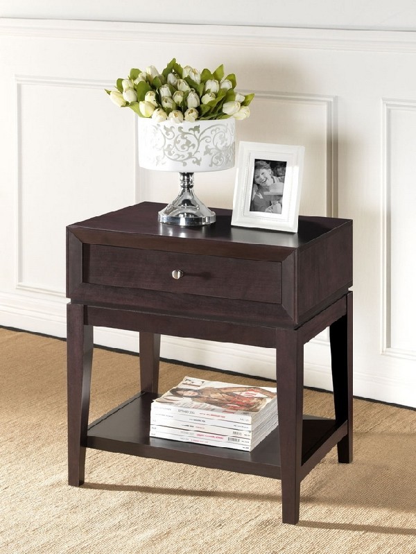 BAXTON STUDIO ST-003-AT MORGAN 24 3/8 INCH MODERN ACCENT TABLE AND NIGHTSTAND - BROWN