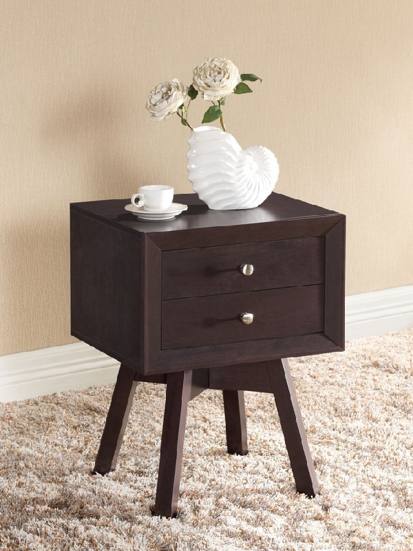 BAXTON STUDIO ST-005-AT WARWICK 17 3/4 INCH MODERN ACCENT TABLE AND NIGHTSTAND - BROWN